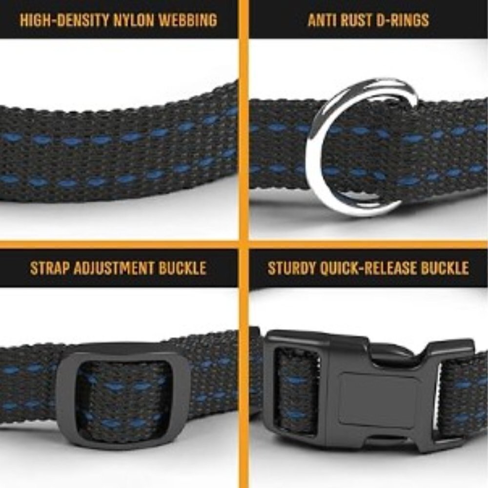 ADJUSTABLE QUICK RELEASE DOG COLLAR  BLUE BLACK - Picture 3 of 7